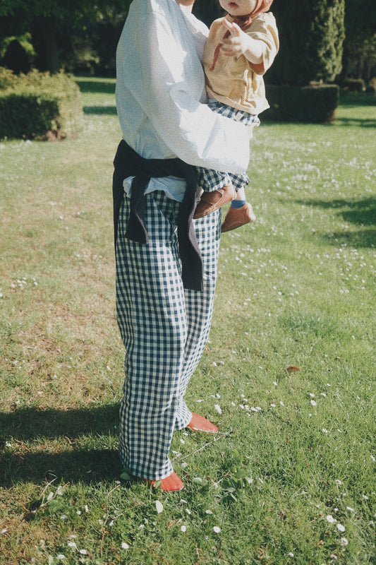 BLUE GINGHAM CHECK MAMA PANTS