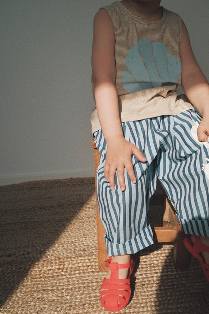 STRIPE WIDE TUCK PANTS