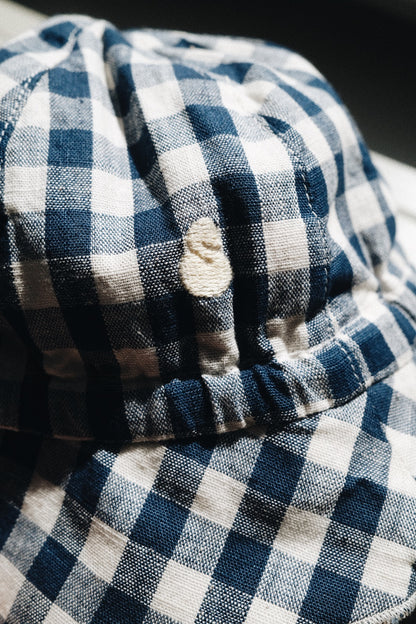 BLUE GINGHAM CHECK SUN HAT