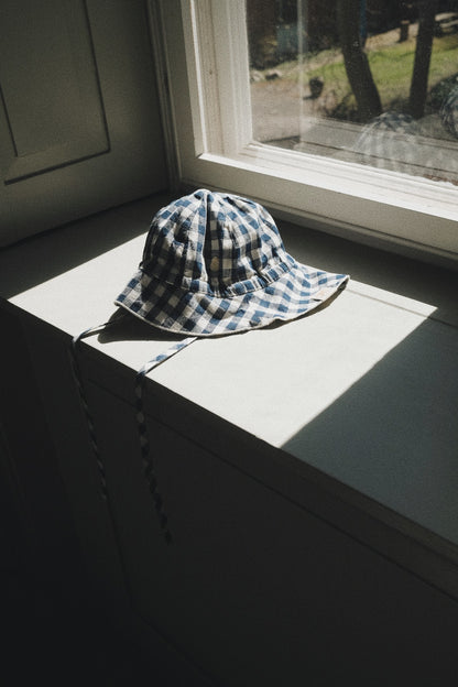 BLUE GINGHAM CHECK SUN HAT