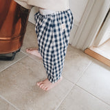 BLUE GINGHAM CHECK PANTS