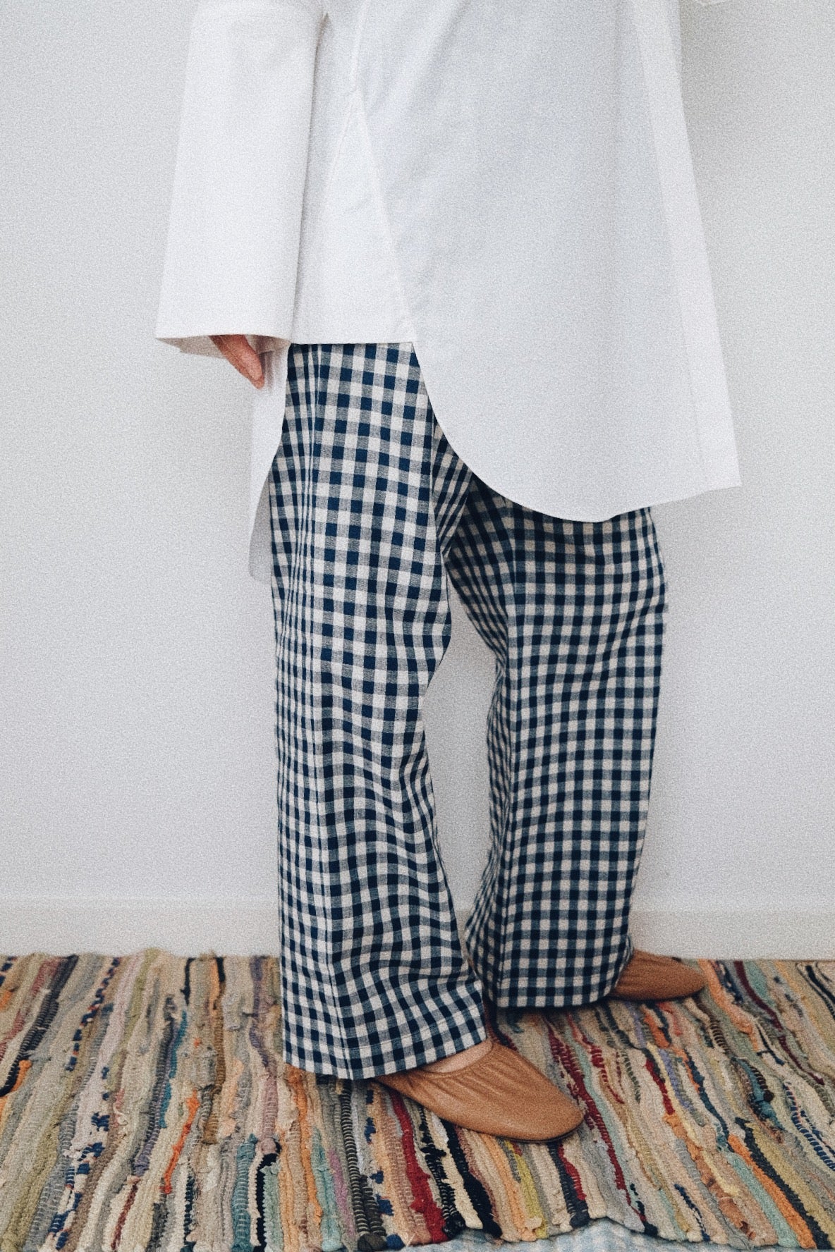 BLUE GINGHAM CHECK MAMA PANTS