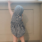 BLUE GINGHAM CHECK PUMPKIN ROMPER