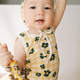 FLOWER CHECK SLEEVELESS BODYSUIT