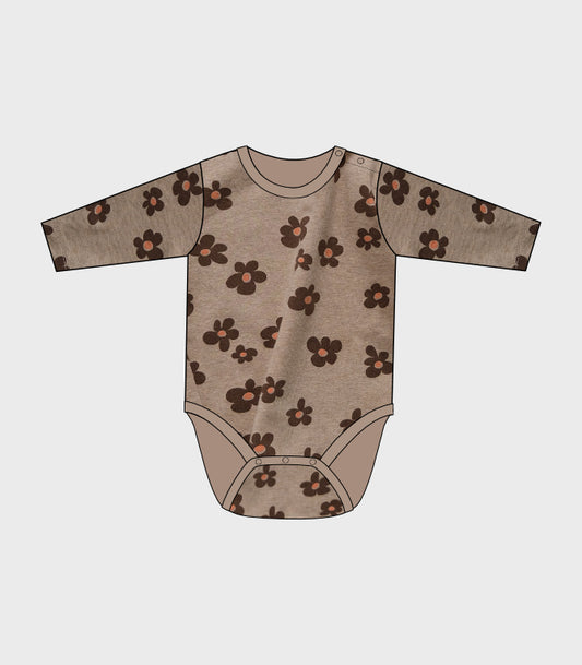 CHOCOLATE FLOWER LONG SLEEVE BODYSUIT