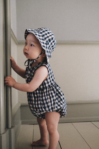 BLUE GINGHAM CHECK PUMPKIN ROMPER