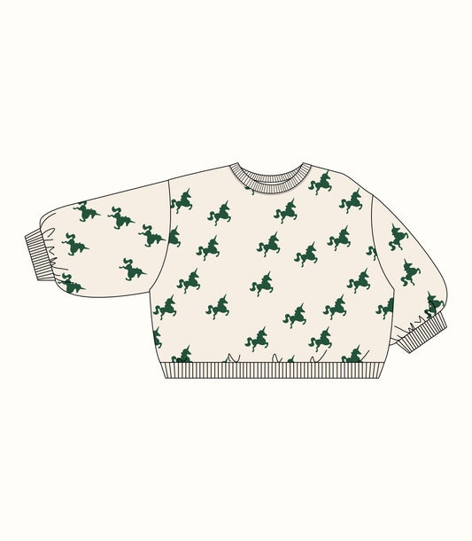 GREEN UNICORN OVERSIZED SWEATSHIRT