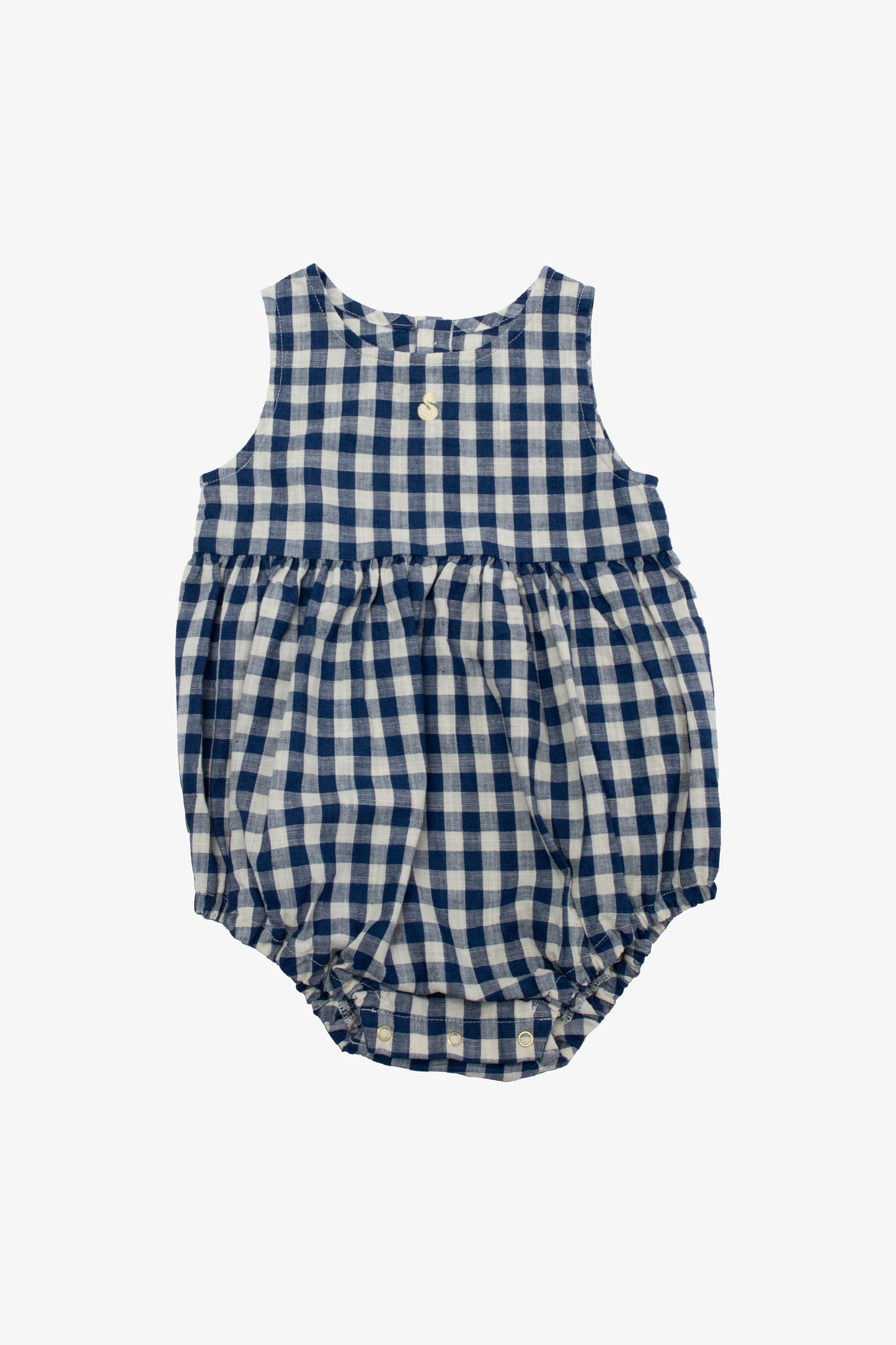 BLUE GINGHAM CHECK PUMPKIN ROMPER