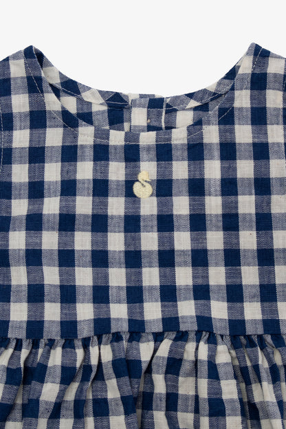 BLUE GINGHAM CHECK PUMPKIN ROMPER