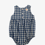 BLUE GINGHAM CHECK PUMPKIN ROMPER