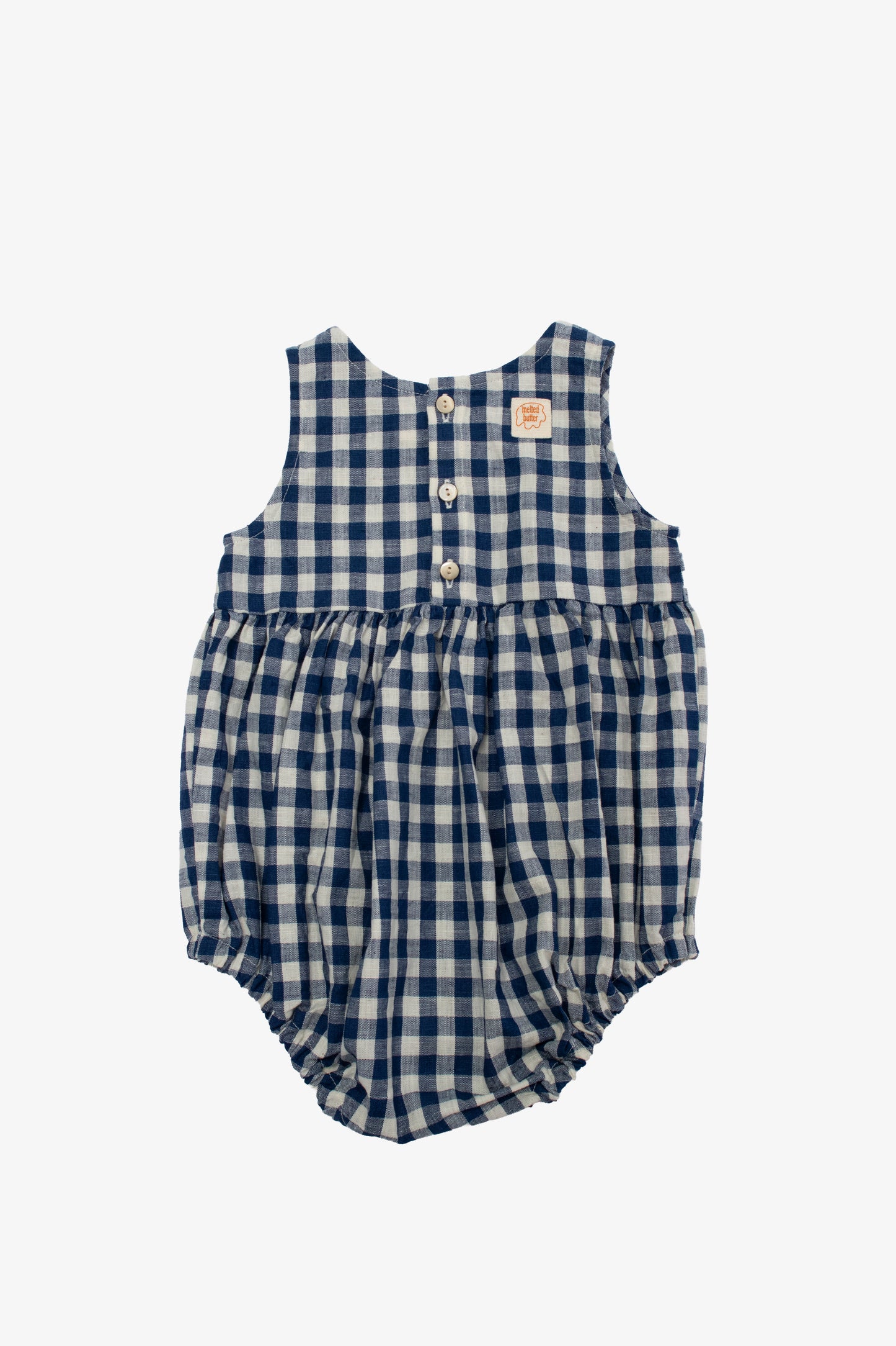 BLUE GINGHAM CHECK PUMPKIN ROMPER