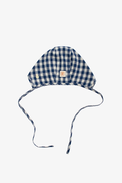 BLUE GINGHAM CHECK BONNET