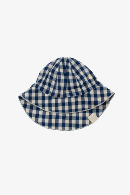 BLUE GINGHAM CHECK SUN HAT