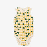 FLOWER CHECK SLEEVELESS BODYSUIT