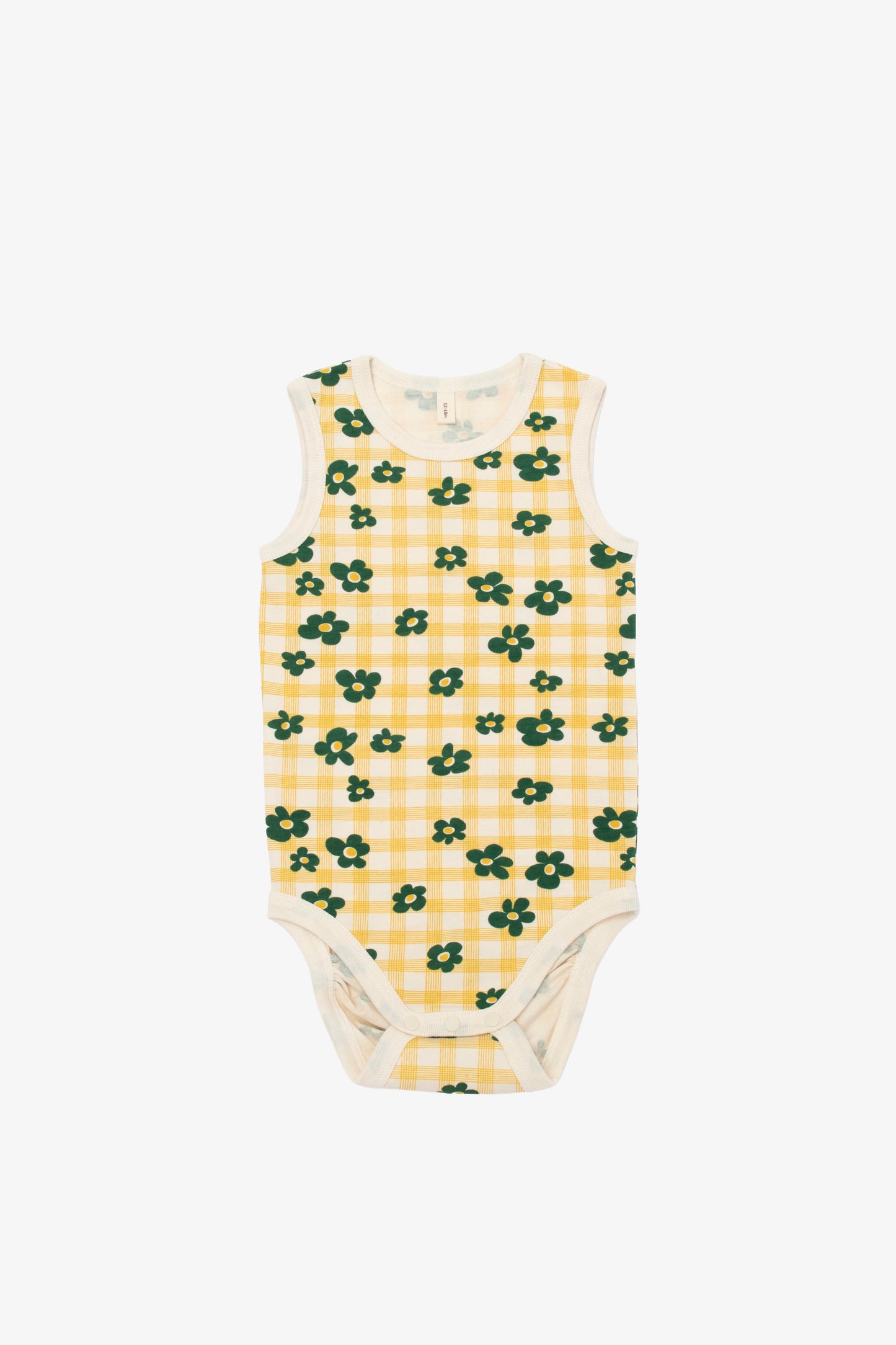 FLOWER CHECK SLEEVELESS BODYSUIT