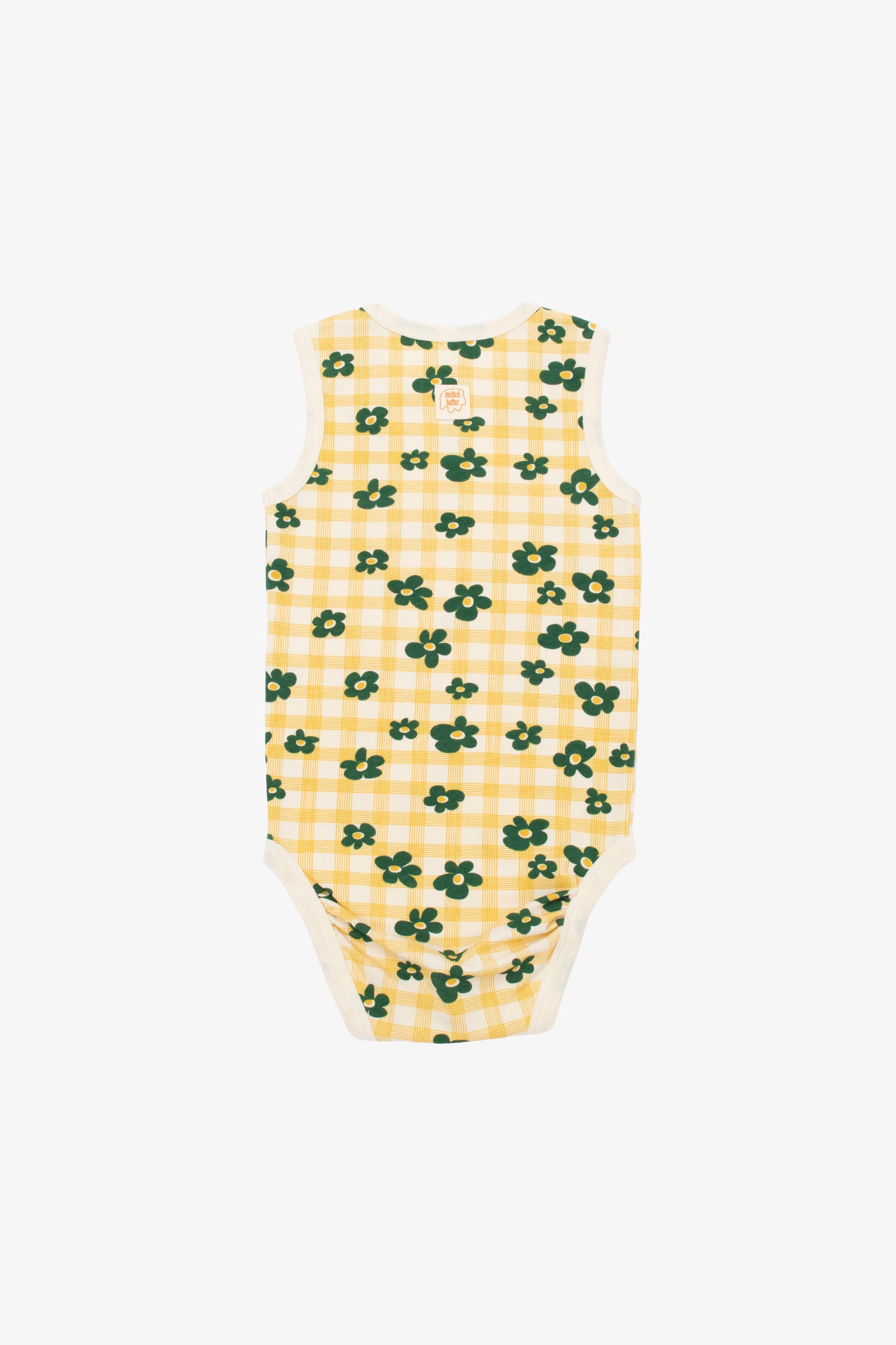 FLOWER CHECK SLEEVELESS BODYSUIT