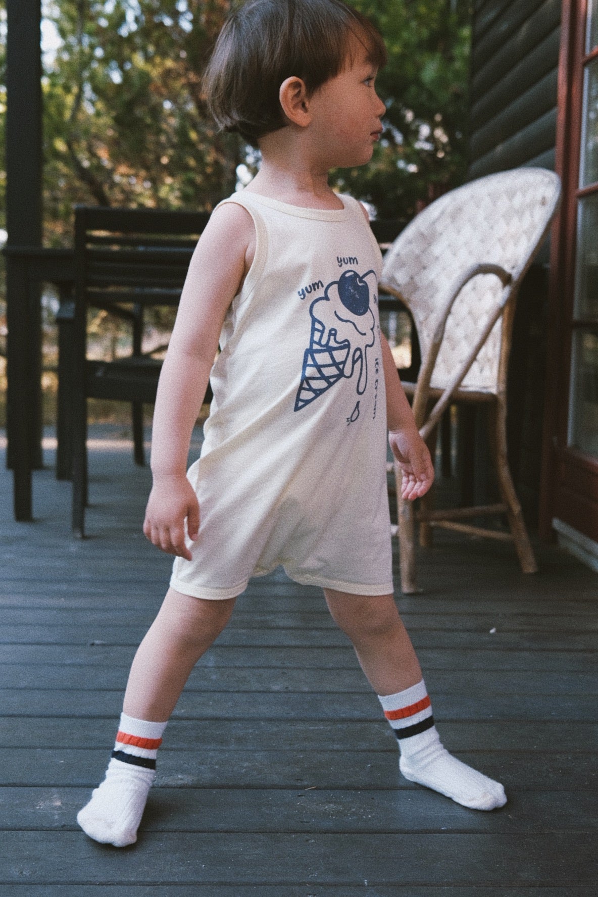 CHERRY ICE CREAM SLEEVELESS ROMPER