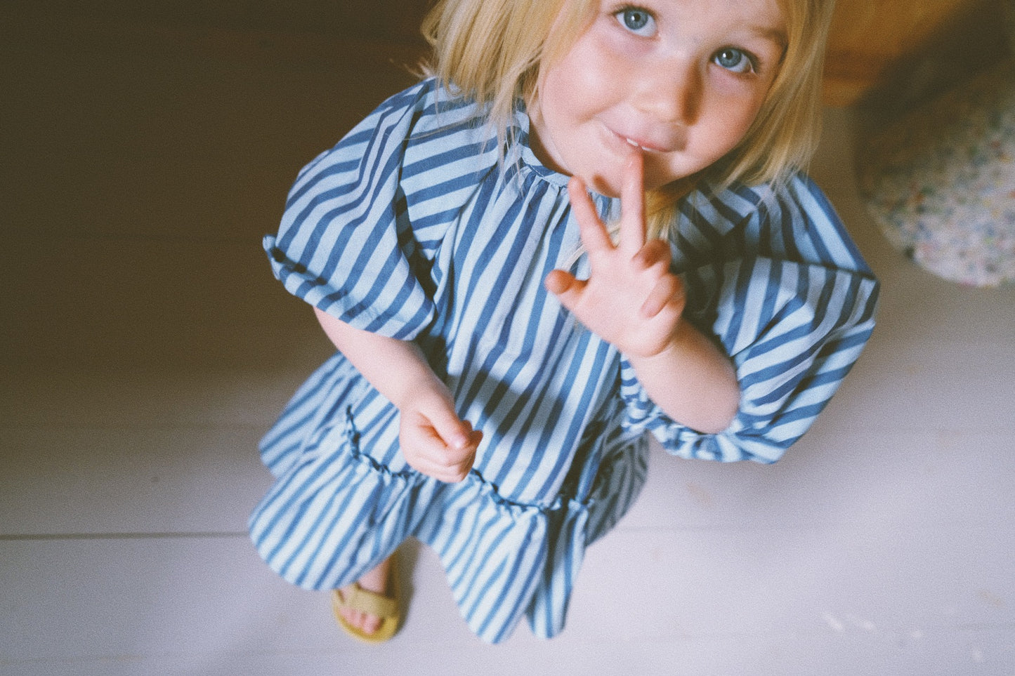 STRIPE BALLON SLEEVE DRESS