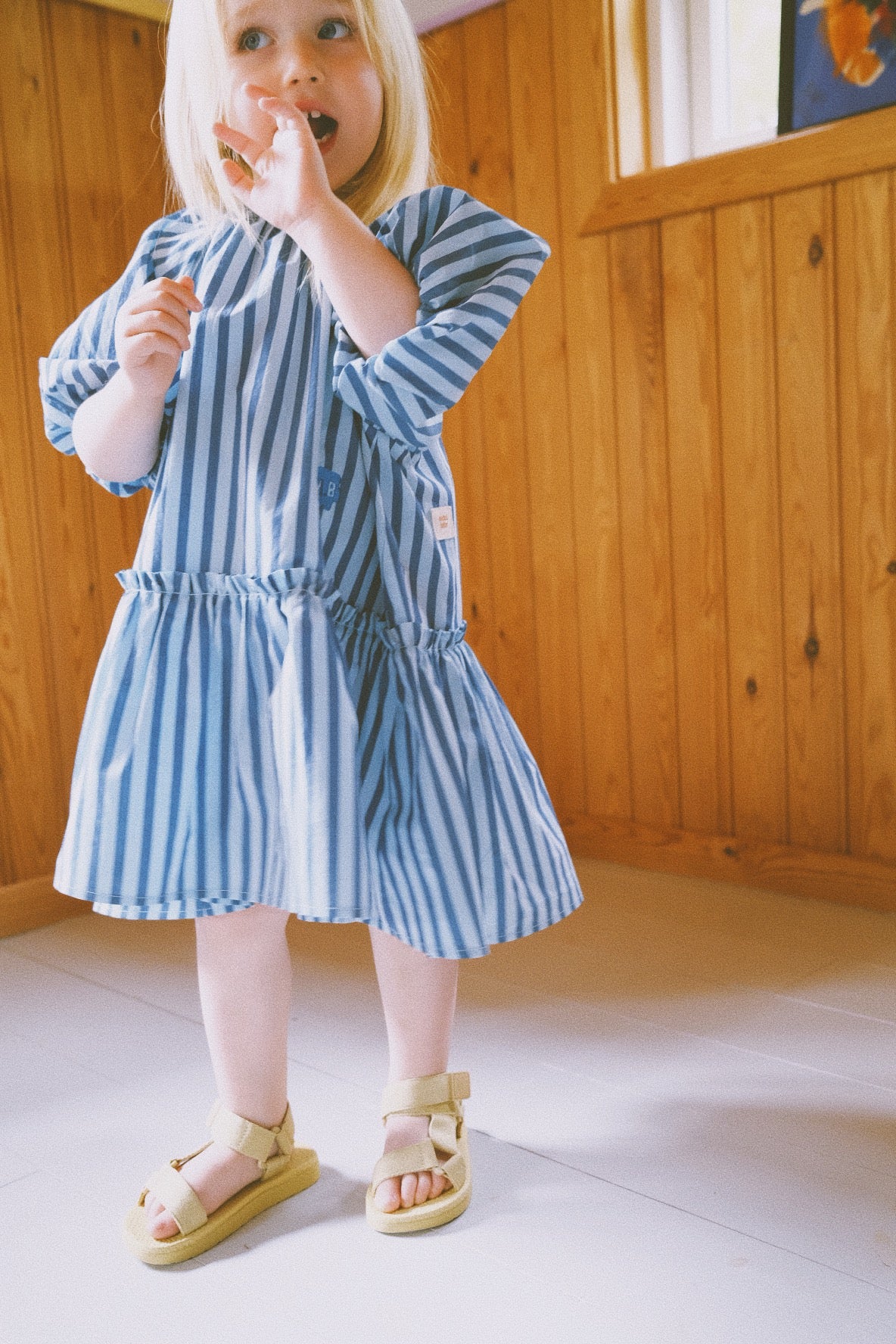 STRIPE BALLON SLEEVE DRESS