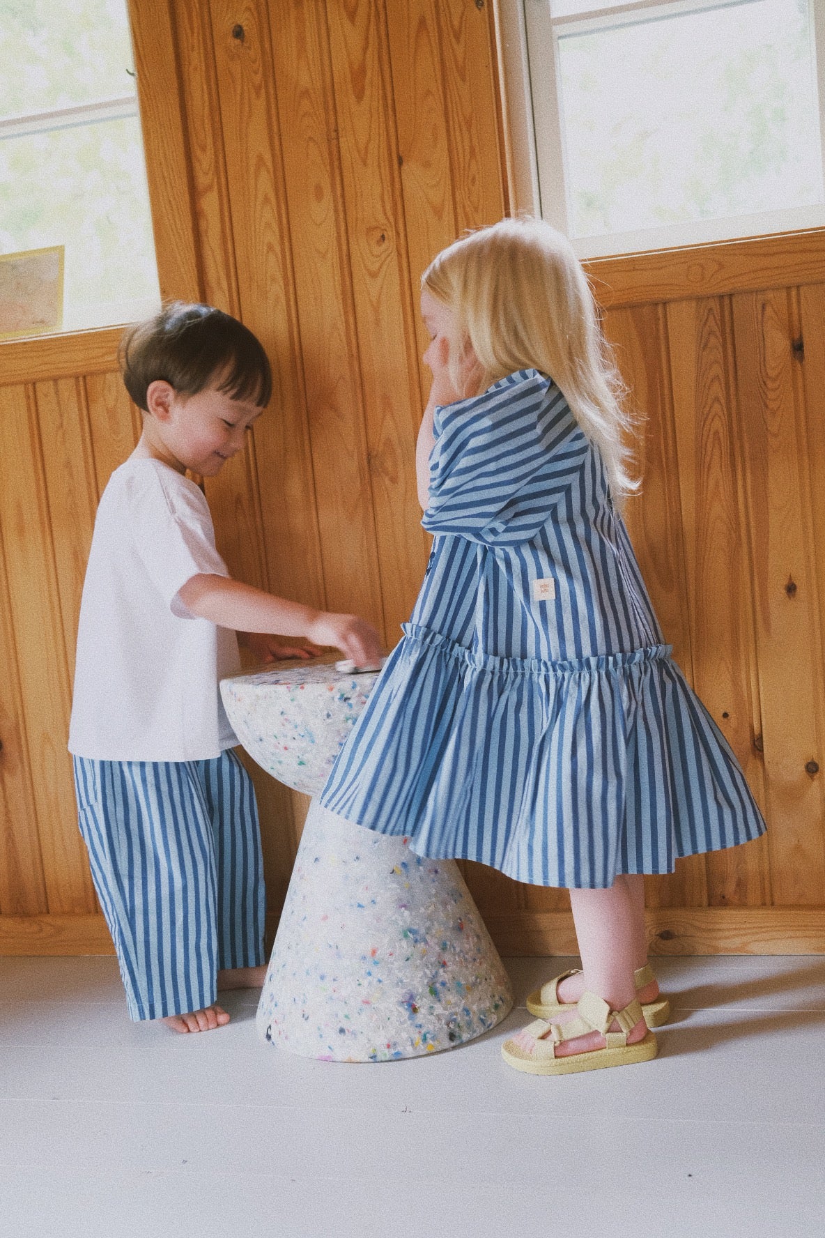 STRIPE  BALLON SLEEVE DRESS