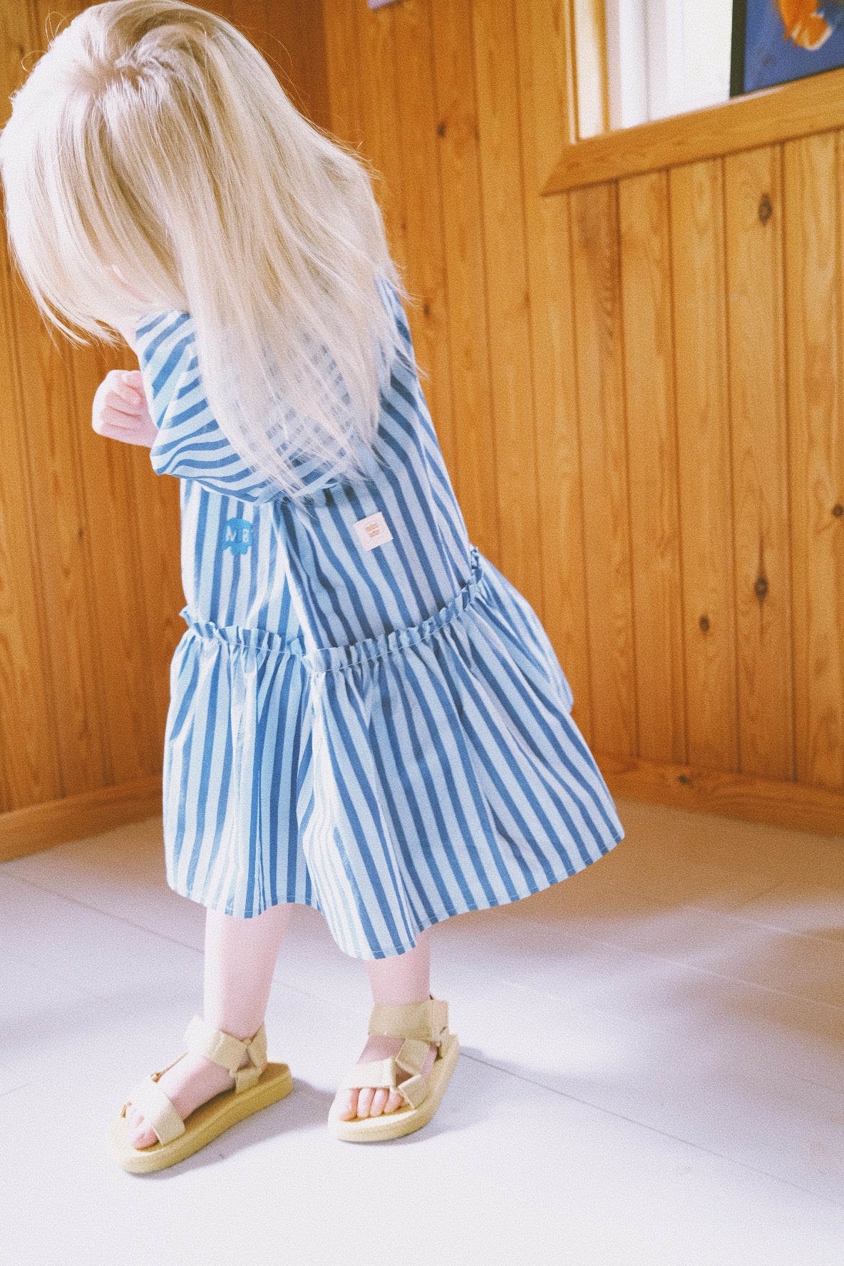 STRIPE BALLON SLEEVE DRESS